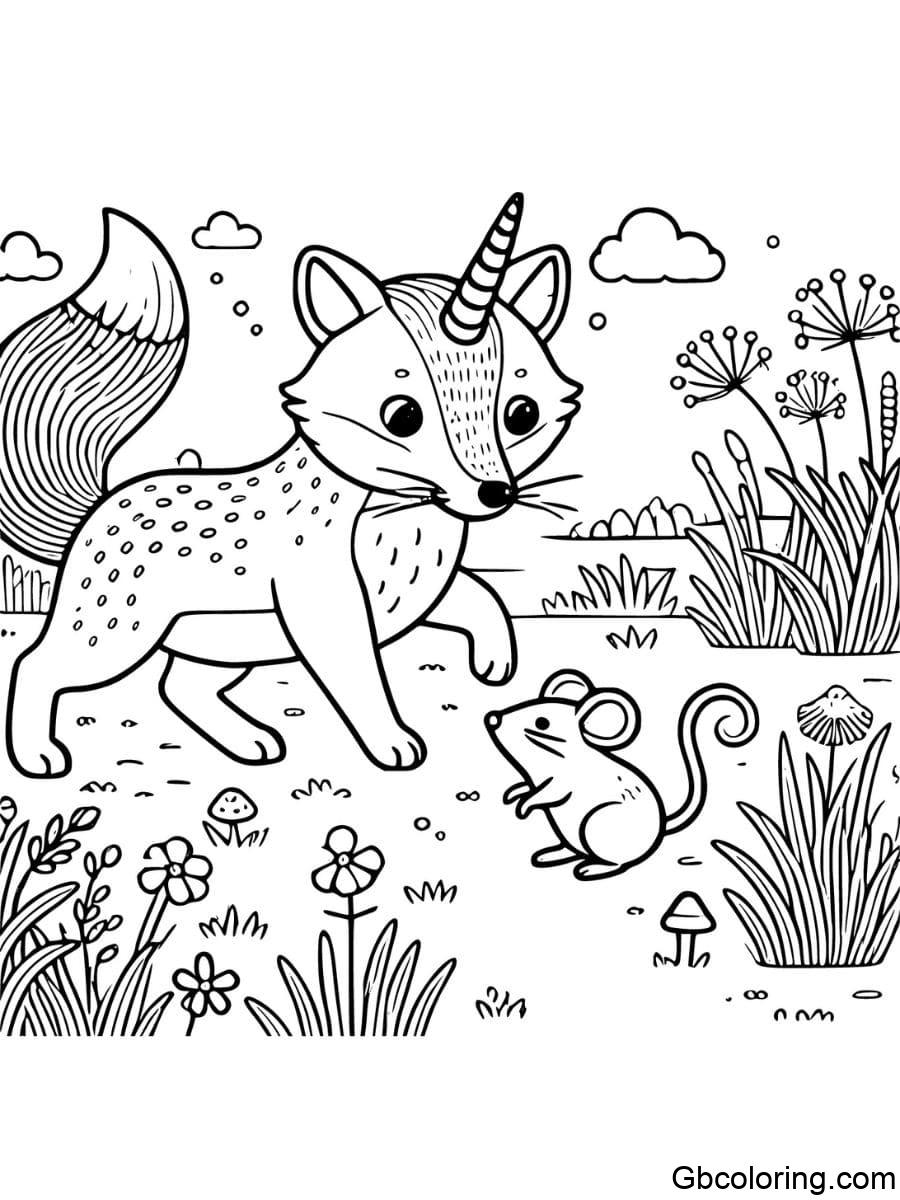 hunting unicorn fox coloring pages