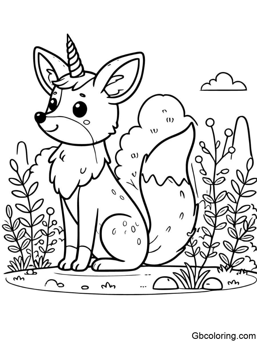 listening unicorn fox coloring pages